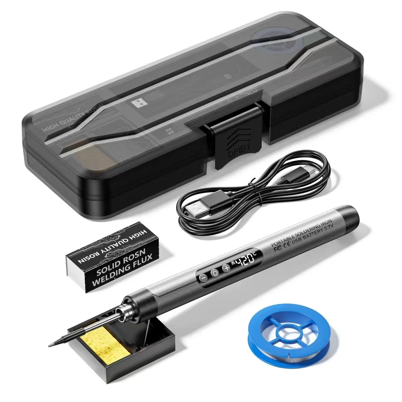 Smart USB Soldering Iron Kit Digital Display Type-C Interface Electric LED Soldering Iron Adjustable Temperature Welding Tool