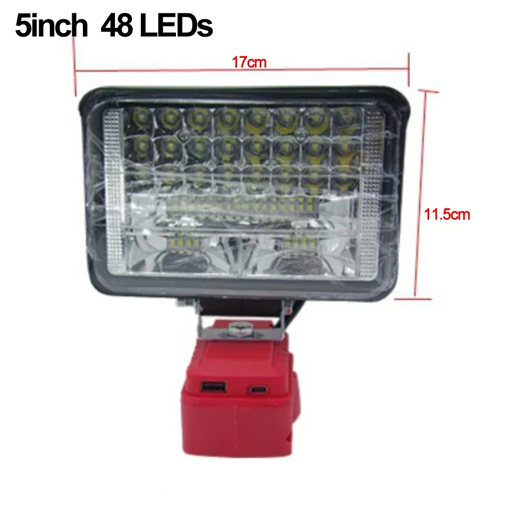Luz de trabalho LED portátil sem fio compatível com padrão para baterias de íon de lítio de 18 V com design robusto