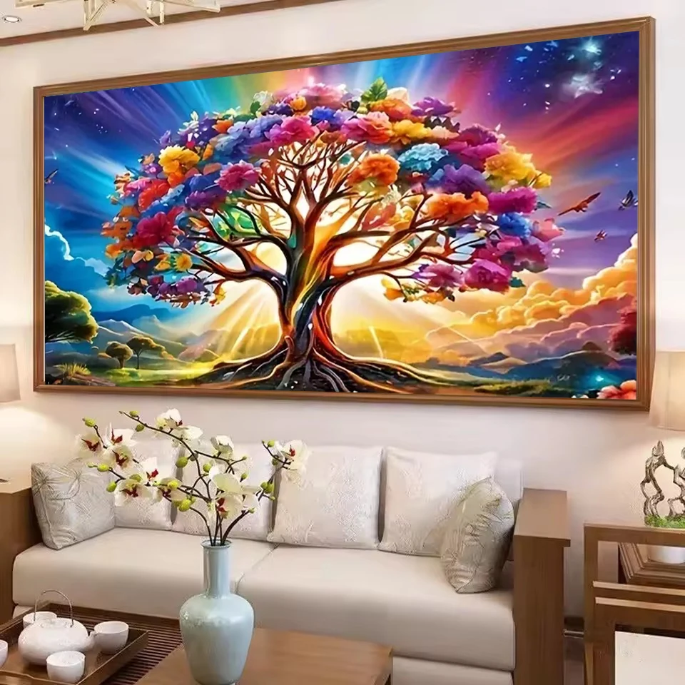 

Large Size Colorful Tree Landscape Diamond Painting Full Square Round Diamond Mosaic DIY Jewelry Cross Stitch Embroidery Kits