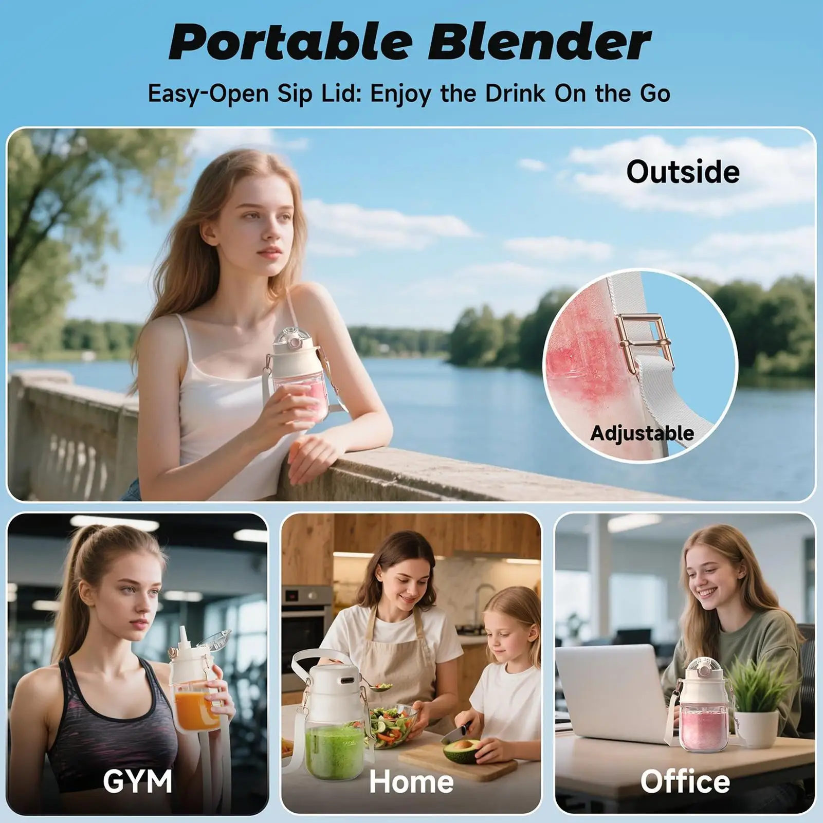 

Personal Blender Portable Electric Bottle Cordless Portable Blender Small Mixer Maker Rechargeable Cup for Kitchen Travel Fruit