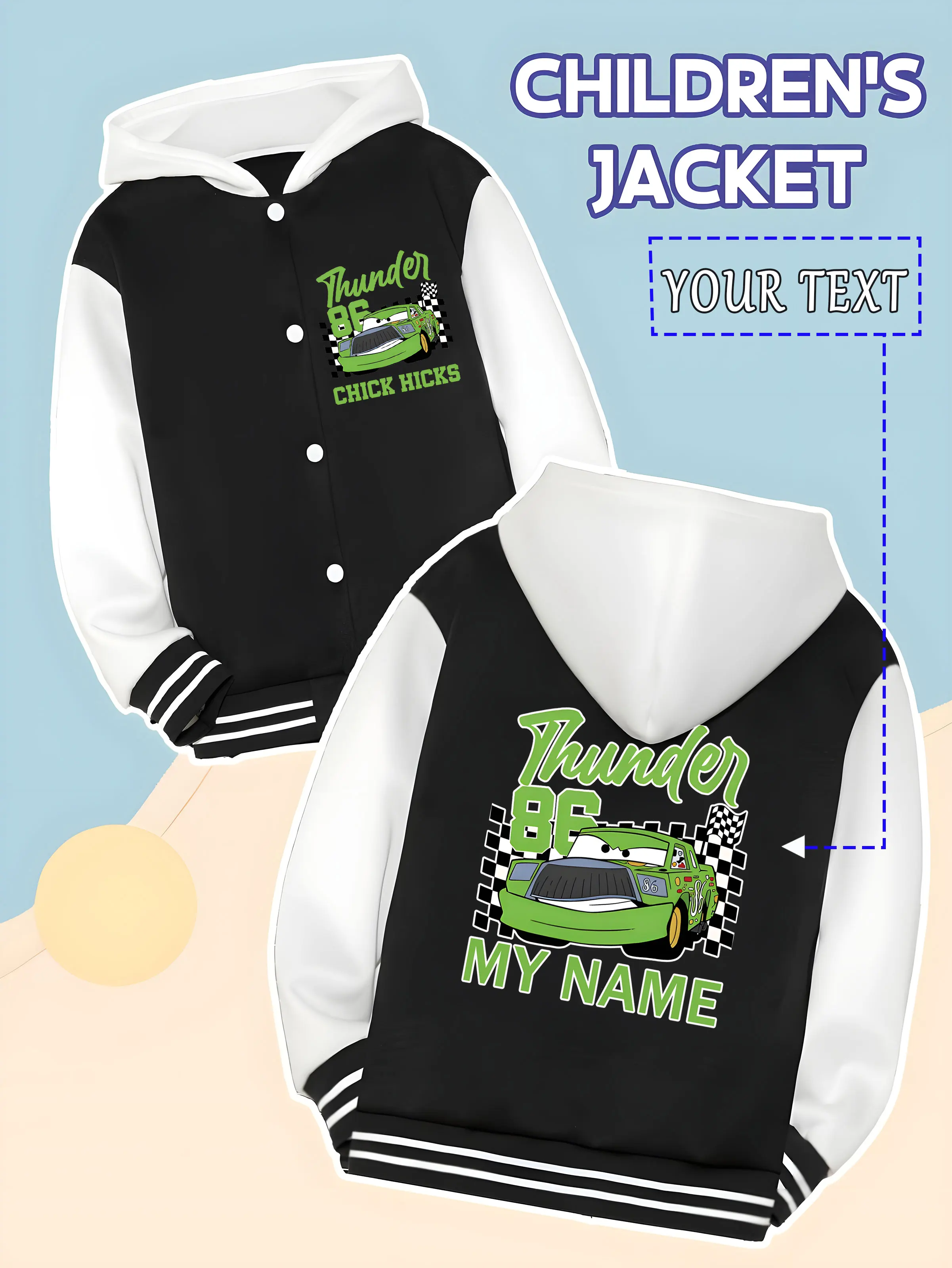 

MINISO Disney Cars Chick Hicks Baseball Jacket for Kids - Chick Hicks racing pattern, dynamic and trendy, suitable for racing-th