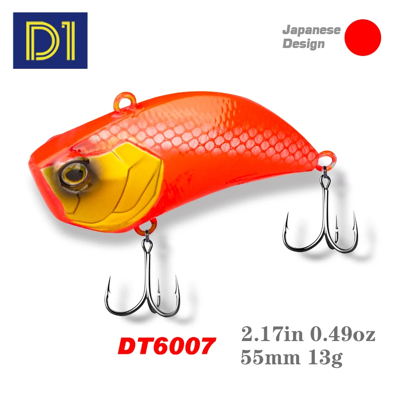 

D1 Vib Fishing Lures Winter Jigging Hard Lure 55mm 13g Tail Produce Sound Sinking Artificial Baits Wobblers Fishing Tackle