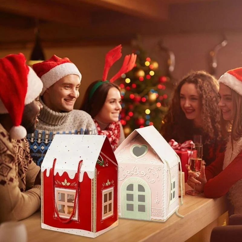 

Декоративная рождественская подарочная коробка для дома, бумажное ремесло ручной работы, праздник, семейный отдых, украшение для