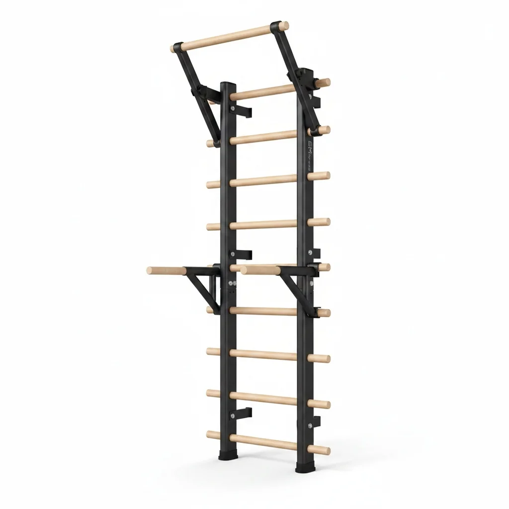 Wooden Swedish Ladder, Wall Mounted Fitness Pull Up Bar, Wooden Gym Stall Bars, Stretching Equipment for Home Gym