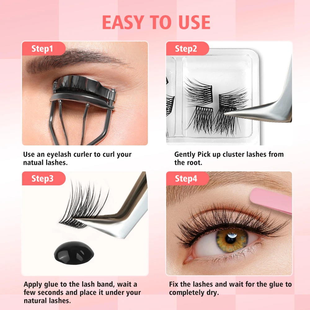 Cluster Lashes DIY Eyelash Extension False Eyelashes 12pcs different lengths Volume Natural Individual Reusable Lashes