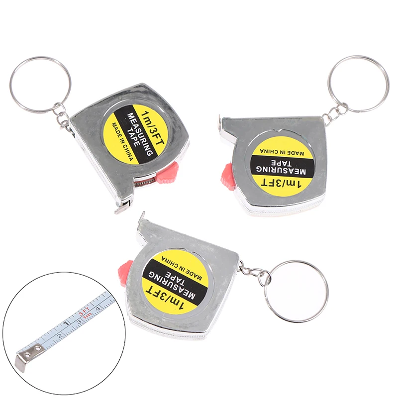 1M/3ft Retractable Stainless Steel Pocket Measuring Ruler Tape Measure Keychain