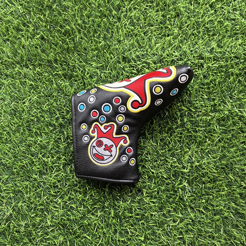 Cartoon clown putter covers Golf club head cover L-shaped linear putter cover head covert The Magnetic