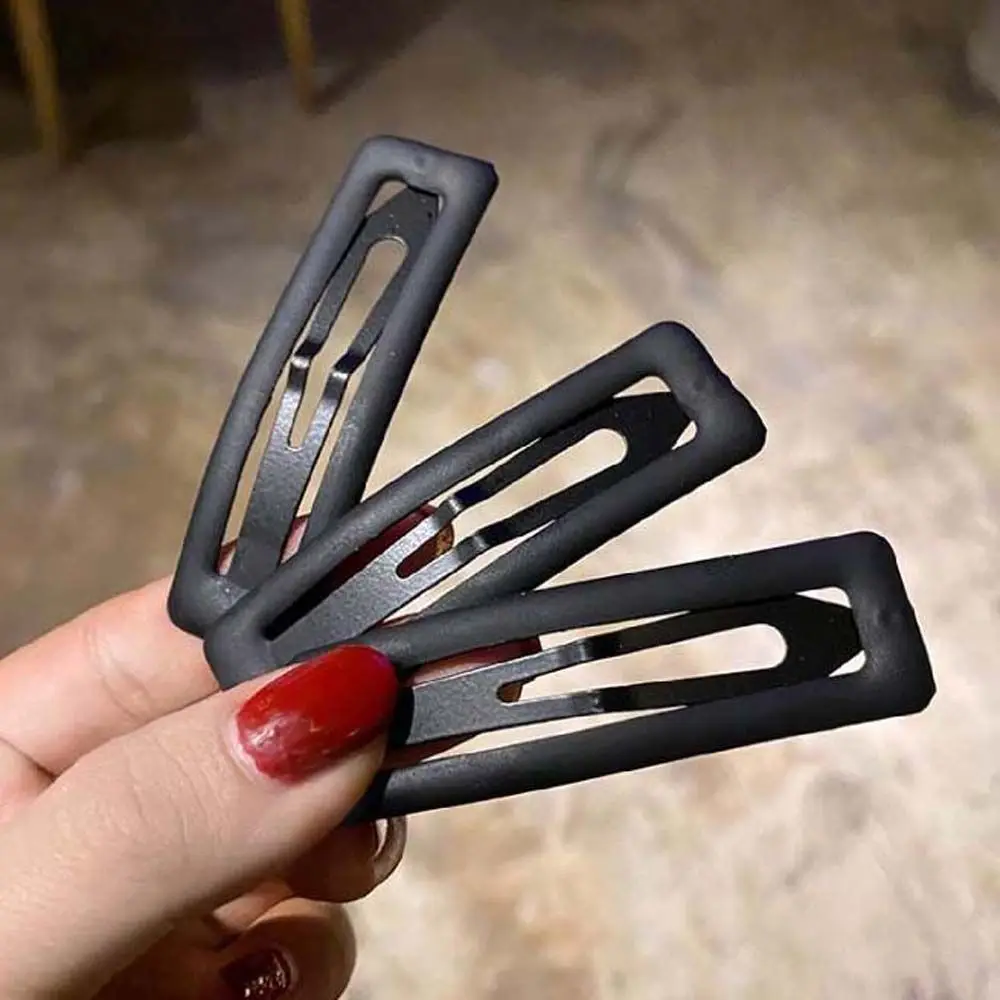 10Pcs/set Matt Black Hair Clips Korean Big Water-drop Geometric Bobby Pin Women Make Up Hairpin Metal Snap Barrettes Non-slip