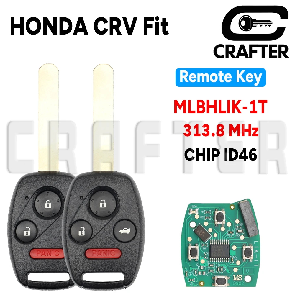 

Ключи-брелоки с услугой нарезки MLBHLIK-1T 313.8 МГц, чип ID46, для Honda CRV, Fit, City, с вырезом HON66