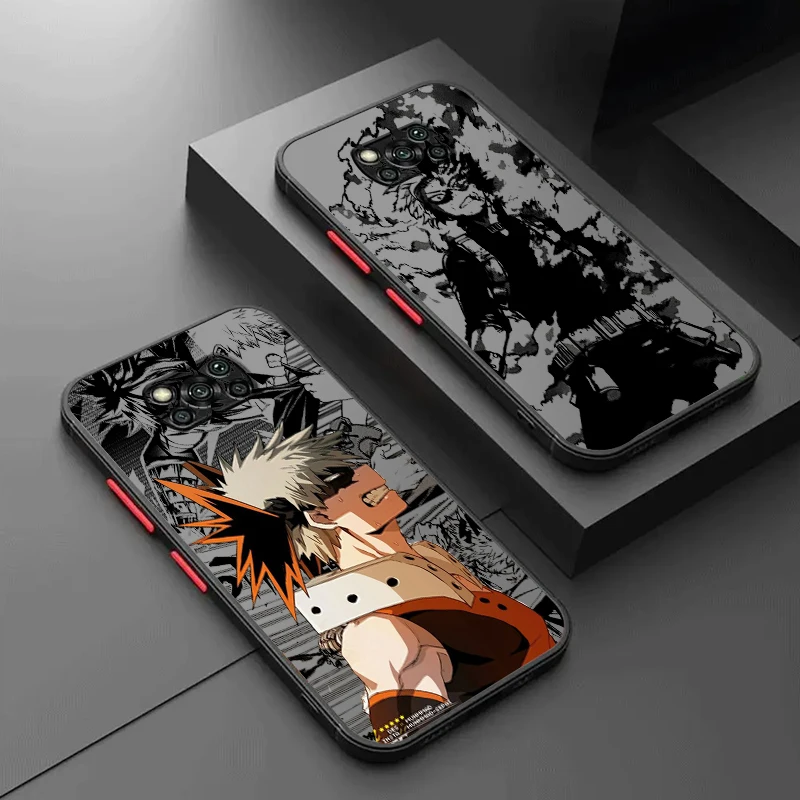 

My Heroes Academy Anime Art Frosted Translucent For Xiaomi Mi Poco X5 X4 X3 M6 M5S M5 M4 M3 F5 F4 F3 GT Pro 5G Soft Phone Case