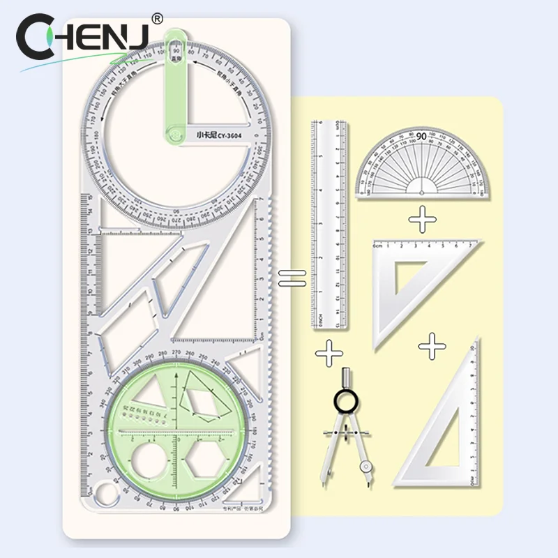 Imagem -03 - Multifuncional Escola Primária Atividade Medição Ferramenta Régua Geométrica Régua Triângulo Bússola Protractor Set