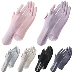 Female Summer Spring Sun Protection Gloves Women Men Fashion Sunscreen Gloves Girls Driving Running Thin Elastic Anti-UV Mittens