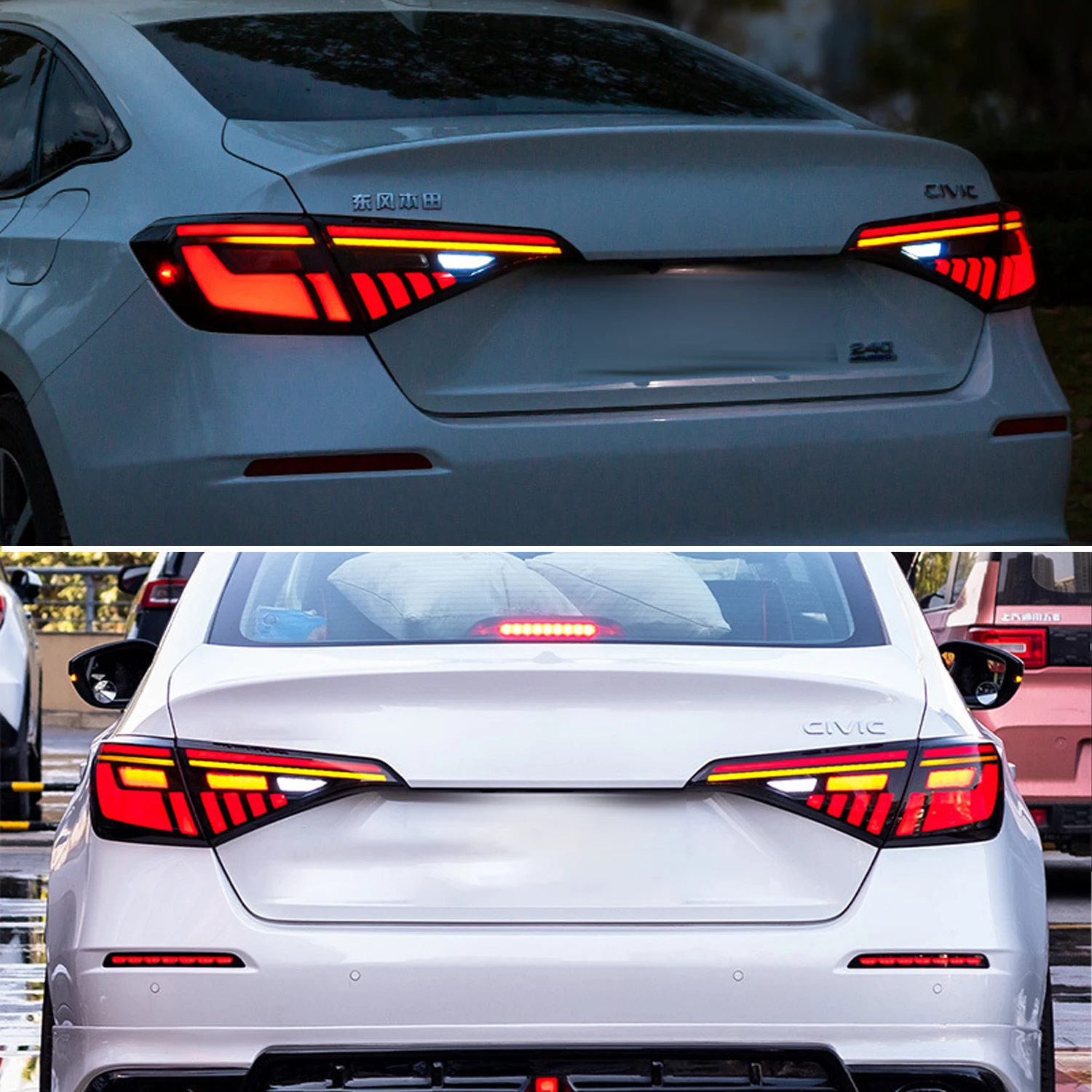 HCMOTIONZ Tail Lights for Honda Civc 11th Gen 2022-2024 Sedan DRL Animation Rear Lamps Asseories LED Back Lights Assembly