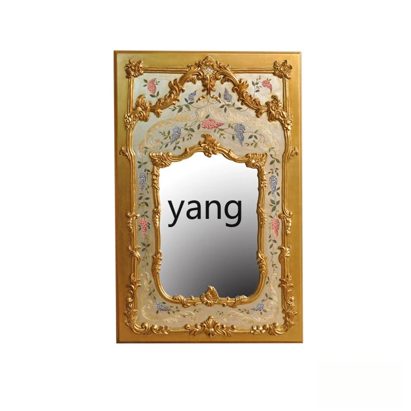 

LT American rural new Chinese gold porch mirror retro hand-painted rectangular decorative mirror