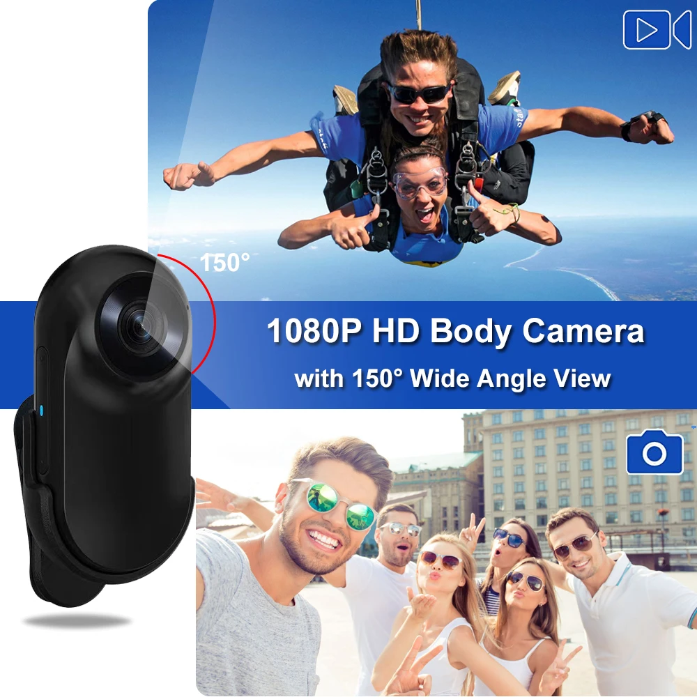 1080P HD Body Cam With IPS Screen to Playback 150° Wide Lens Portable Mini Camera Audio Video Recorder Support Loop Recording