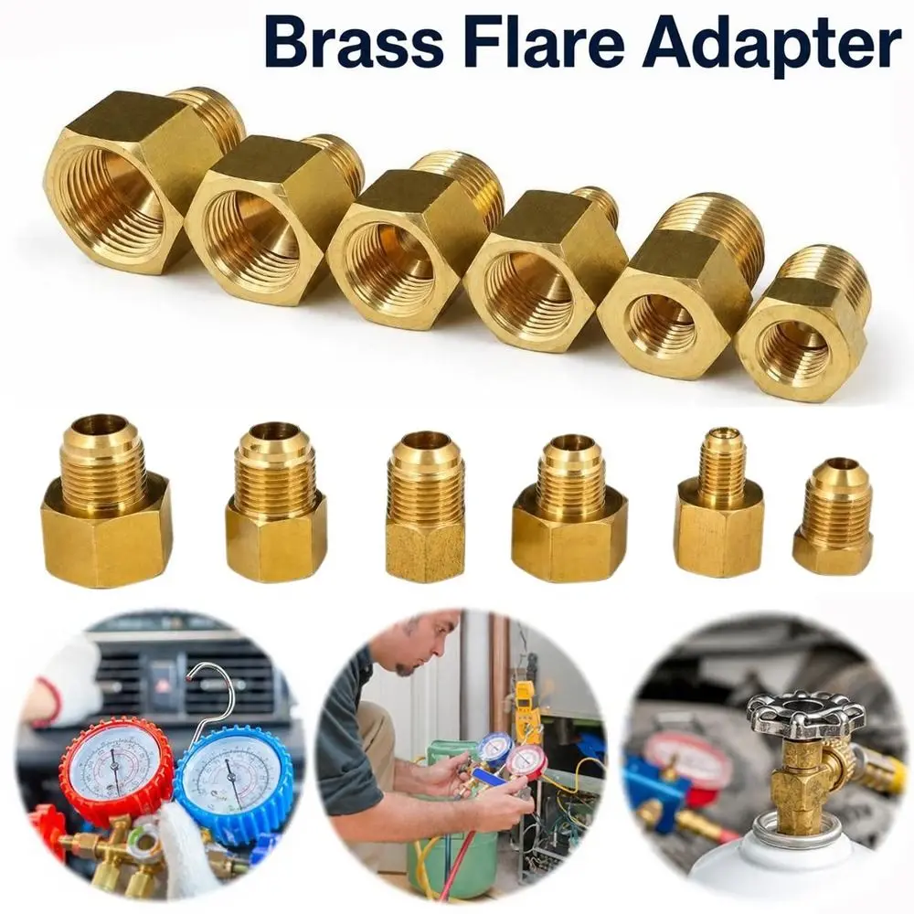Adapeter 45-Degree SAE Brass Pipe Connector Female To Male 1/4 3/8 1/2 3/4 Inch Reducer Fitting Refrigerant Joint