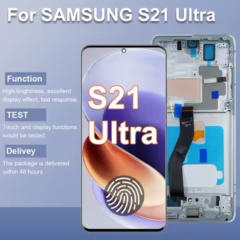 6.8" Super AMOLED S21 Ultra Screen Replacement for Samsung Galaxy S21 Ultra 5G G998B G998B/DS LCD Display Touch Screen Digitizer