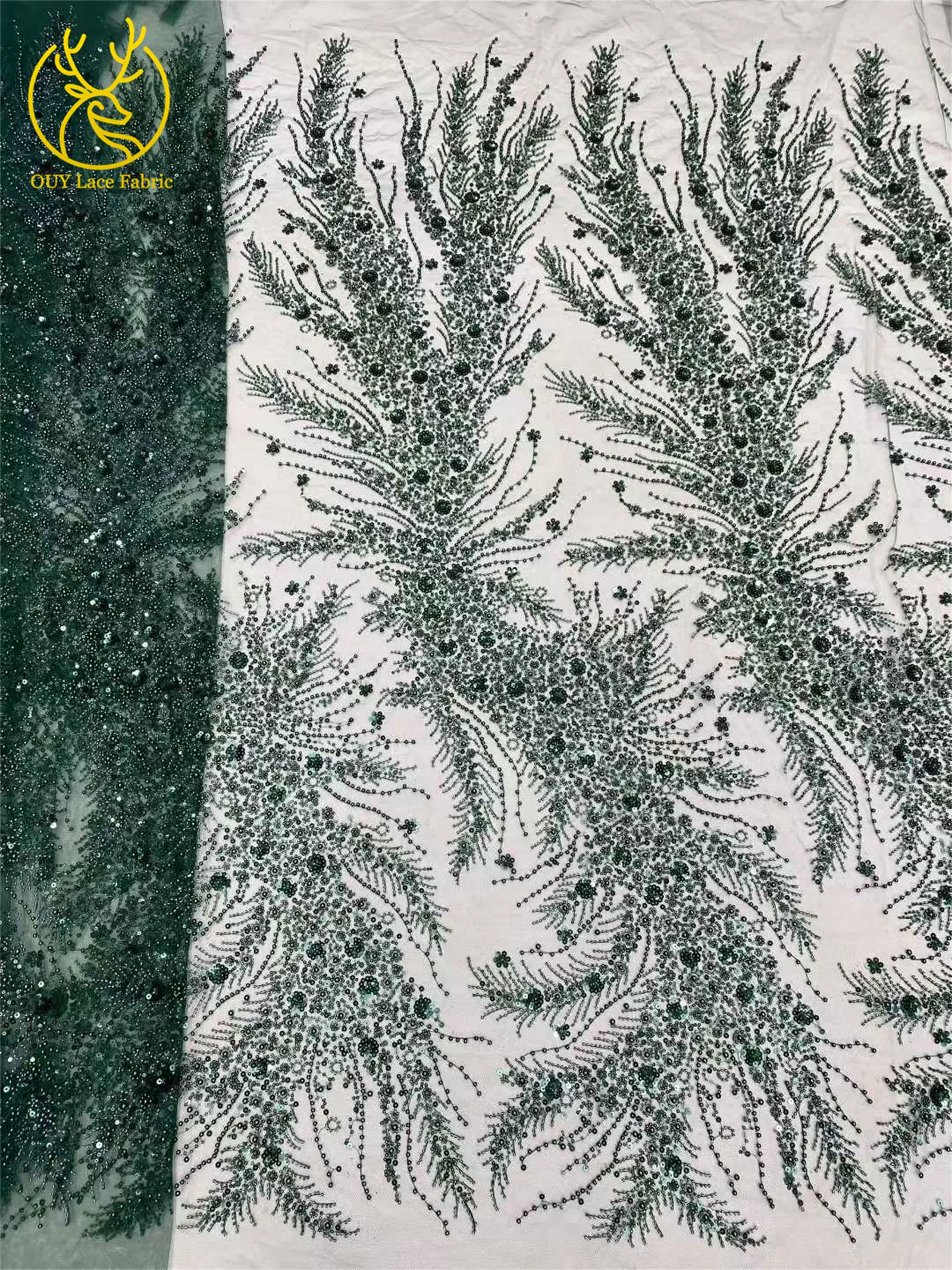 2026 Luxuriöser, zarter Netzstoff mit Perlenstickerei, 5 Yards, eleganter, hochwertiger afrikanischer Spitzenstoff für Hochzeits- und Abendkleider zum Nähen – Detail 23
