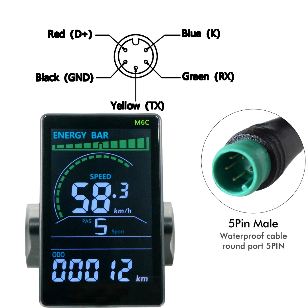 UART 2 M6C 24 V 36 V 48 V Elektrische Fiets LCD Display Meter Waterdicht E Scooter LCD Panel Kleurenscherm voor Mountain Elektrische Fiets