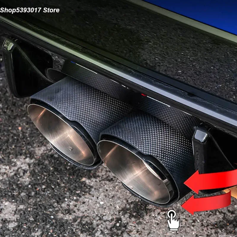 

Car Carbon Fiber Exhaust Muffler Tip Chrome Exhaust Tail Muffler Tip Pipe for Honda Civic Hatchback 2021 2020 2019 2018 2017