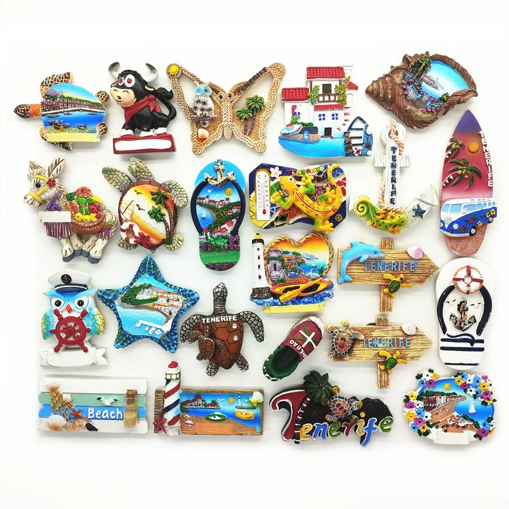 Europe Spain Tenerife Bilbao 3D Fridge Magnets Tourist Souvenir Decoration Articles Handicraft Magnetic Refrigerator Collection