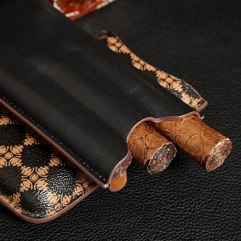 Portable Cow Leather Cigar Case Holder Cigar Case Humidor Smoking Accessories Cigar Case with Gift Box