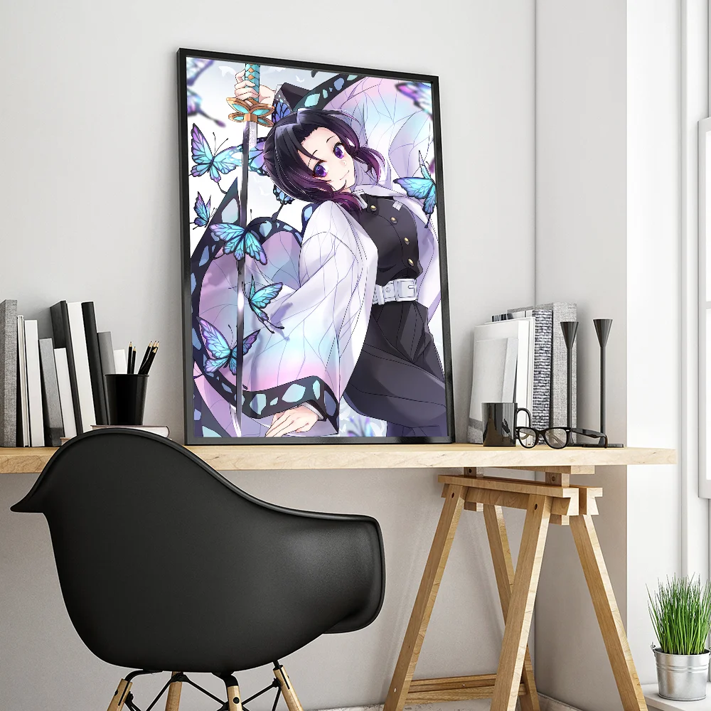 Demon Slayer Girl Kochou Shinobu Anime Posters Sticky HD Quality Wall Art Retro Posters for Home Kawaii Room Decor