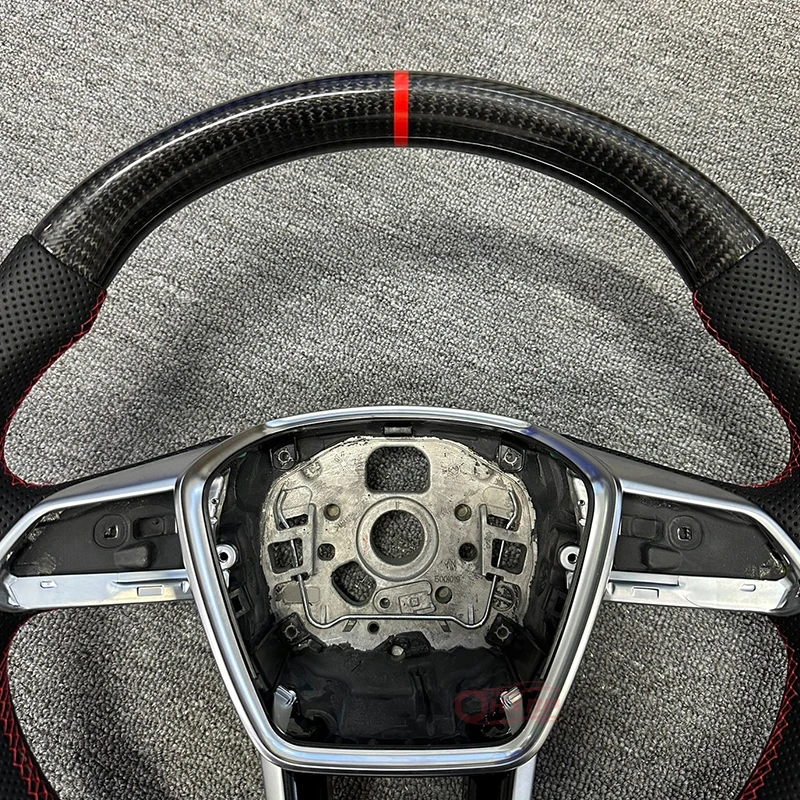 for Audi A6 A7 C8 Leather steering wheel upgraded S6 S7 RS 6 RS 7 flat bottom steering wheel sports Auto parts