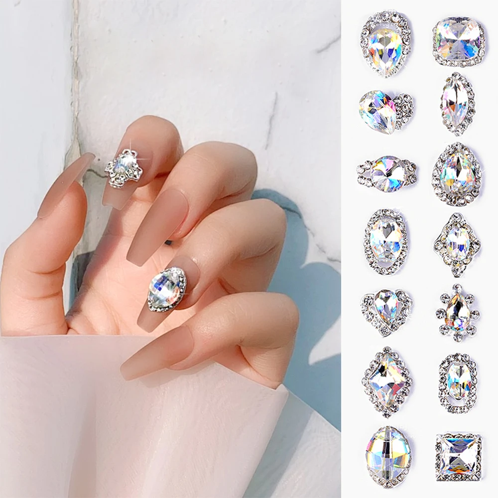 10Pcs Super Flash Water Drop 3D Zircon Nail Charms,10mm Metal Alloy Jewelry Parts,Shiny Luxury Rhinestones Gems Nails Decoration