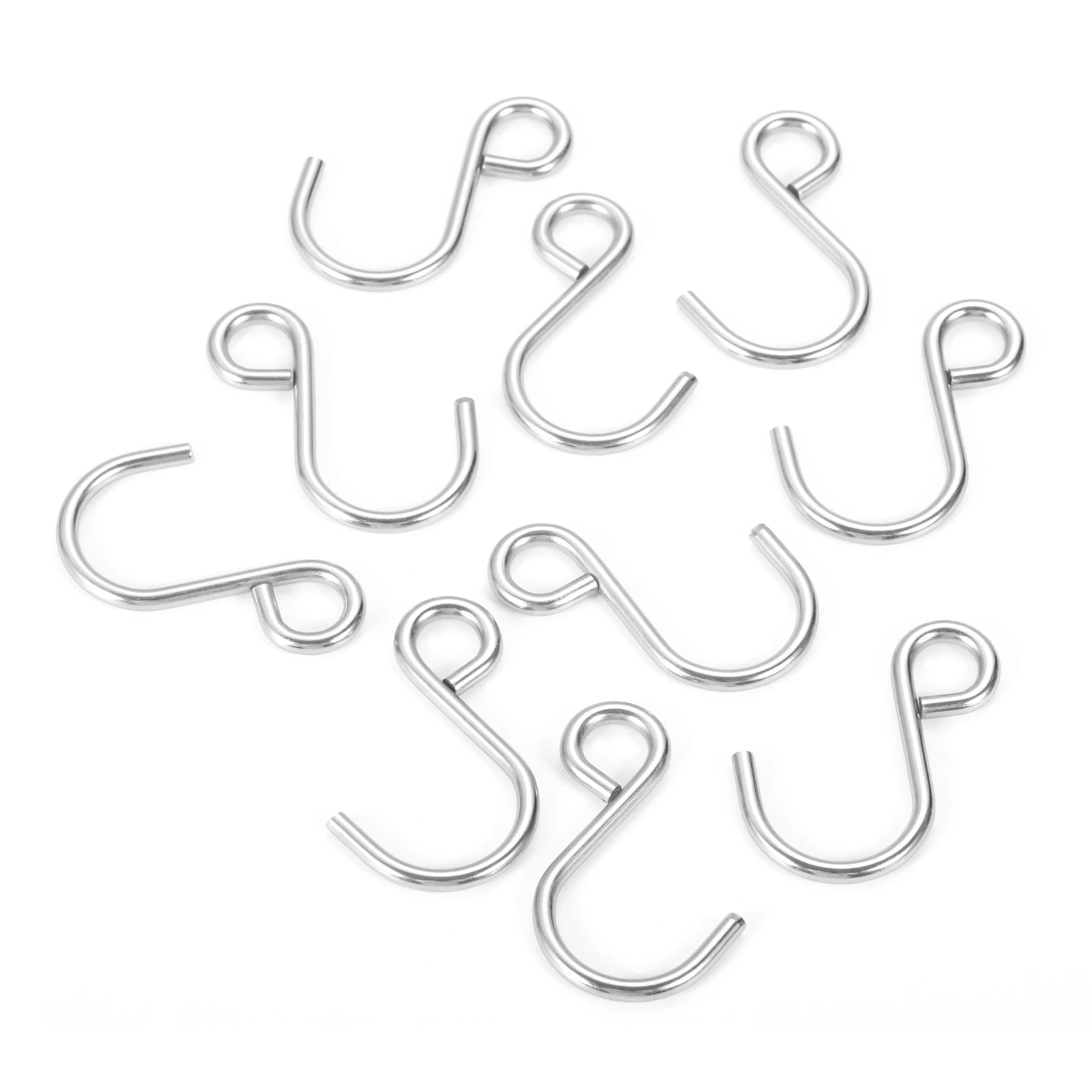 10 Pcs Silver Hanger Metal S Hook Kitchen Bedroom Kitchen Railing S Hanger Hook Rack Clasp Holder Silver Hanging Storage Tools