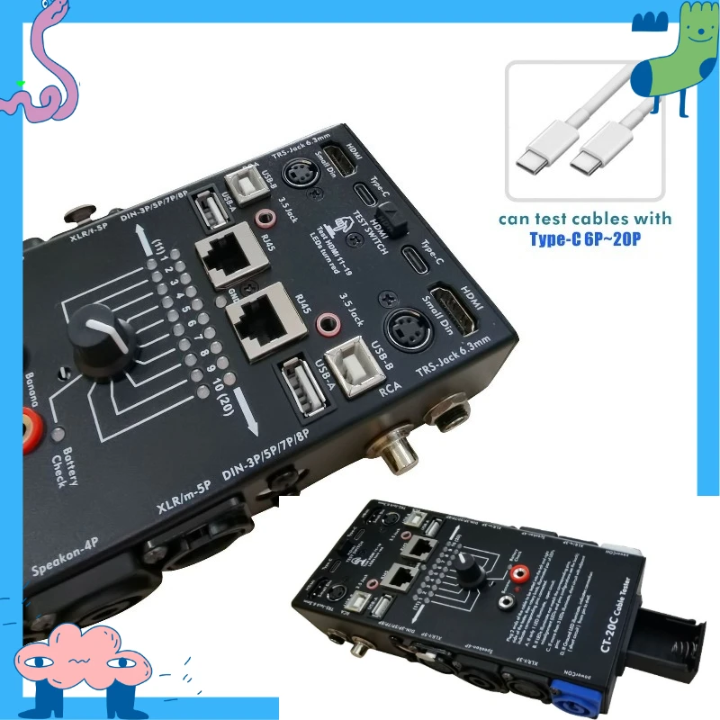 Factory price CT-20C multifunctional audio cable tester 16-in-1 electronic cable tester HDMI portable