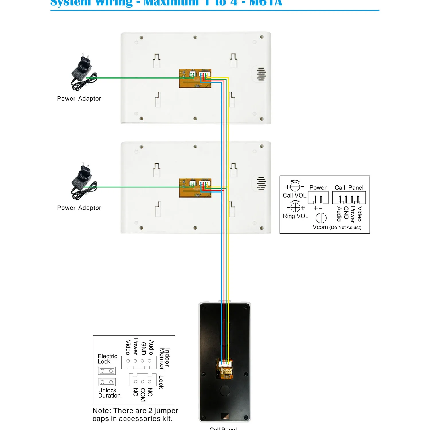 4 Videocitofono cablato Sistema citofonico Campanello in metallo per esterni domestico Visione notturna impermeabile resistente al freddo per la sicurezza 720P