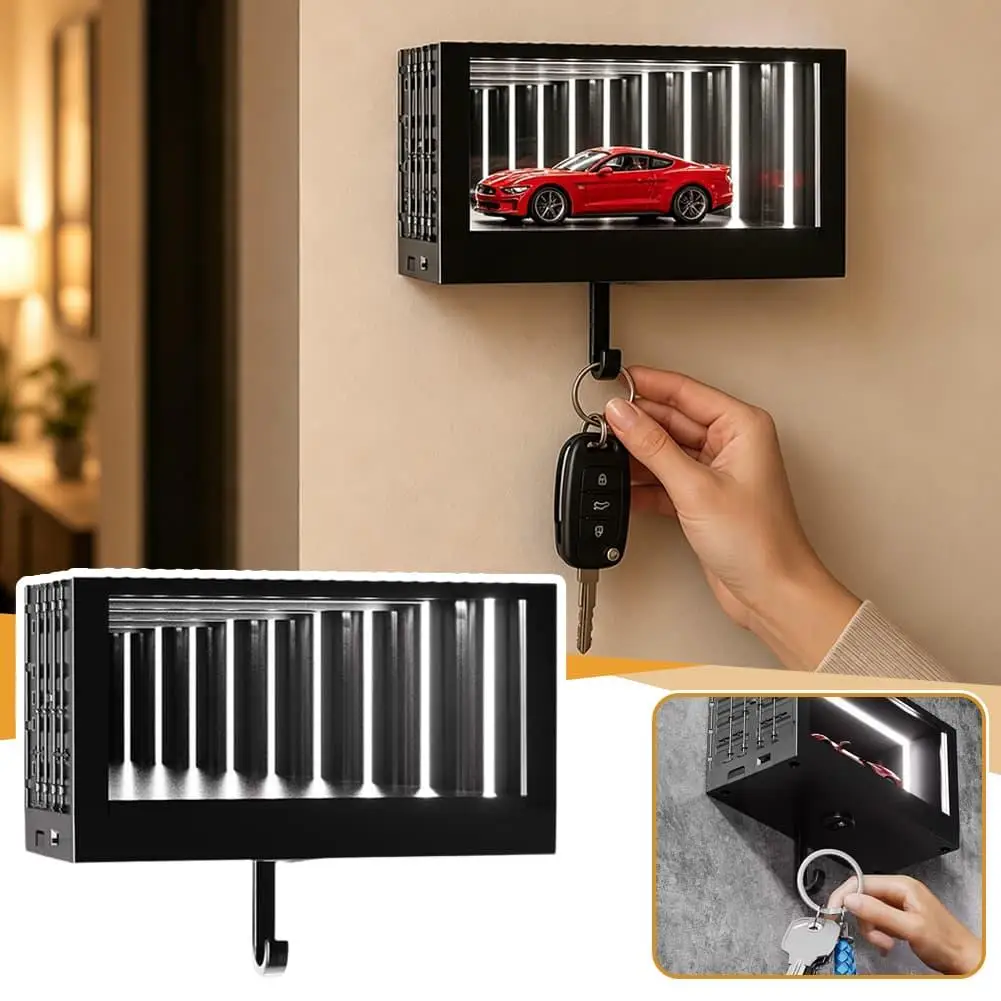 Creative Car Garage Key Holder Premium Illuminated Infinity Garage Keychain Hook Bracket For Home Office Entrance Car Key Hanger