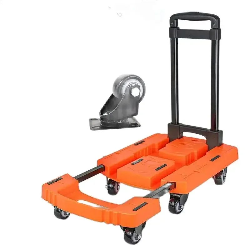 Retractable Foldable Flatbed Transport Cart, Hand Transport Cart, Portable, Silent Hand Cargo Cart, Material Handling Tools