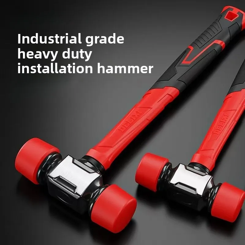 Heavy-Duty Rubber Hammer for Floor Tile Installation - Solid Rubber Construction, Dual TPU Hammer Heads, TPR Encapsulated Handle