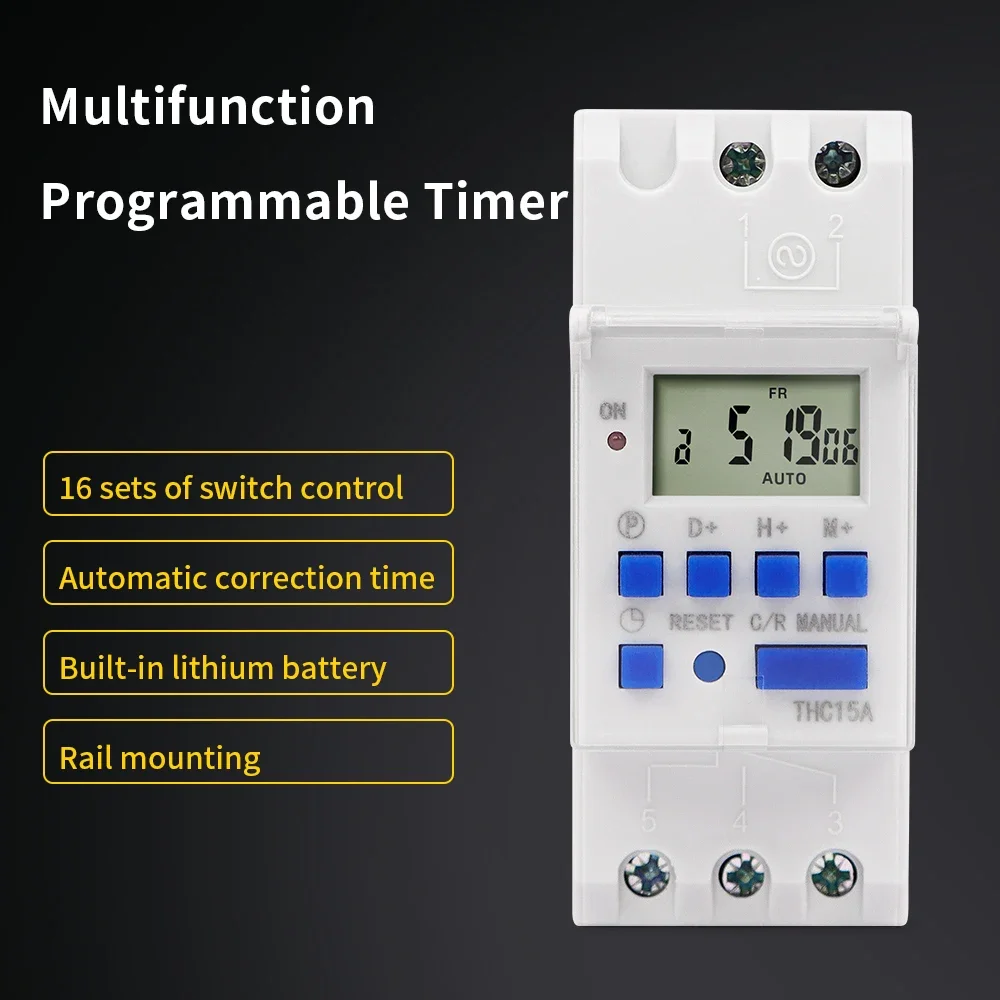 Automatic Digital Timer Programmable Time Switch 7 Days Weekly Relay Interval 1 Second High Load 220V 25/30A Power Outage Memory