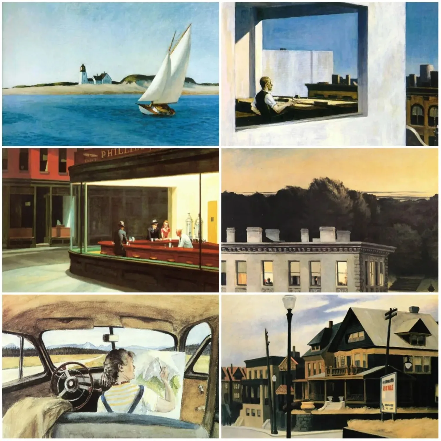 1pc frameless Canvas Painting Edward Hopper Wall Art Drawings Vintage Landscape Poster Travel Life Oil Painting Prints on Canvas