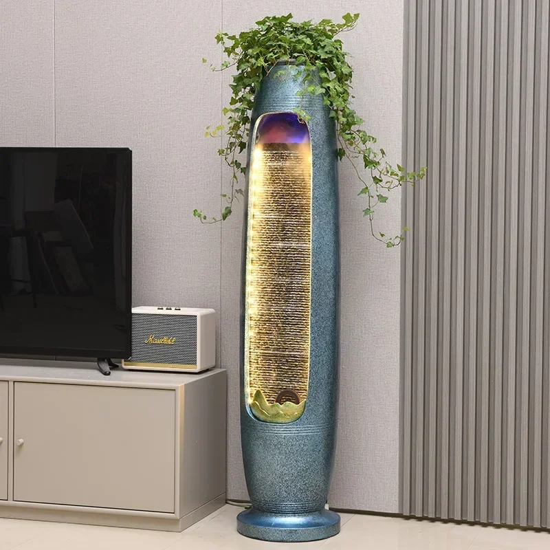 

Simple water curtain wall, flowing water ornament, circulating water landscape, living room, office, lucky feng shui wheel