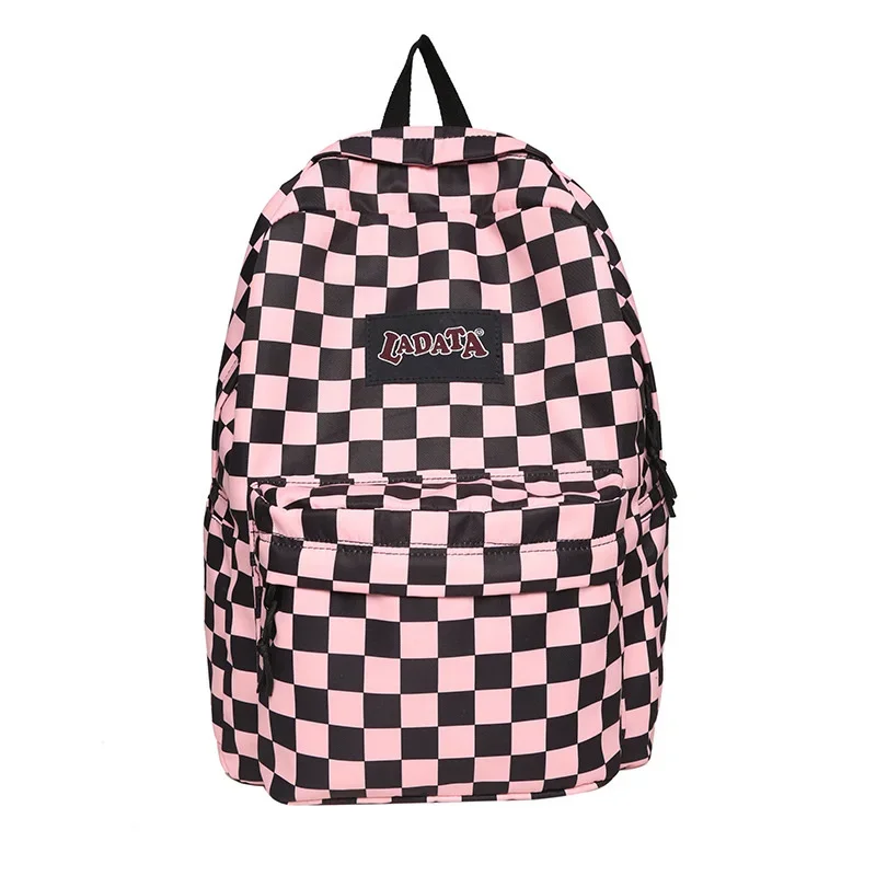 TRAVEASY New Woman Backpacks Fashion Checkerboard Nylon School Bags Female Student Casual Book Bags Lady Plaid 2023 Solid Color