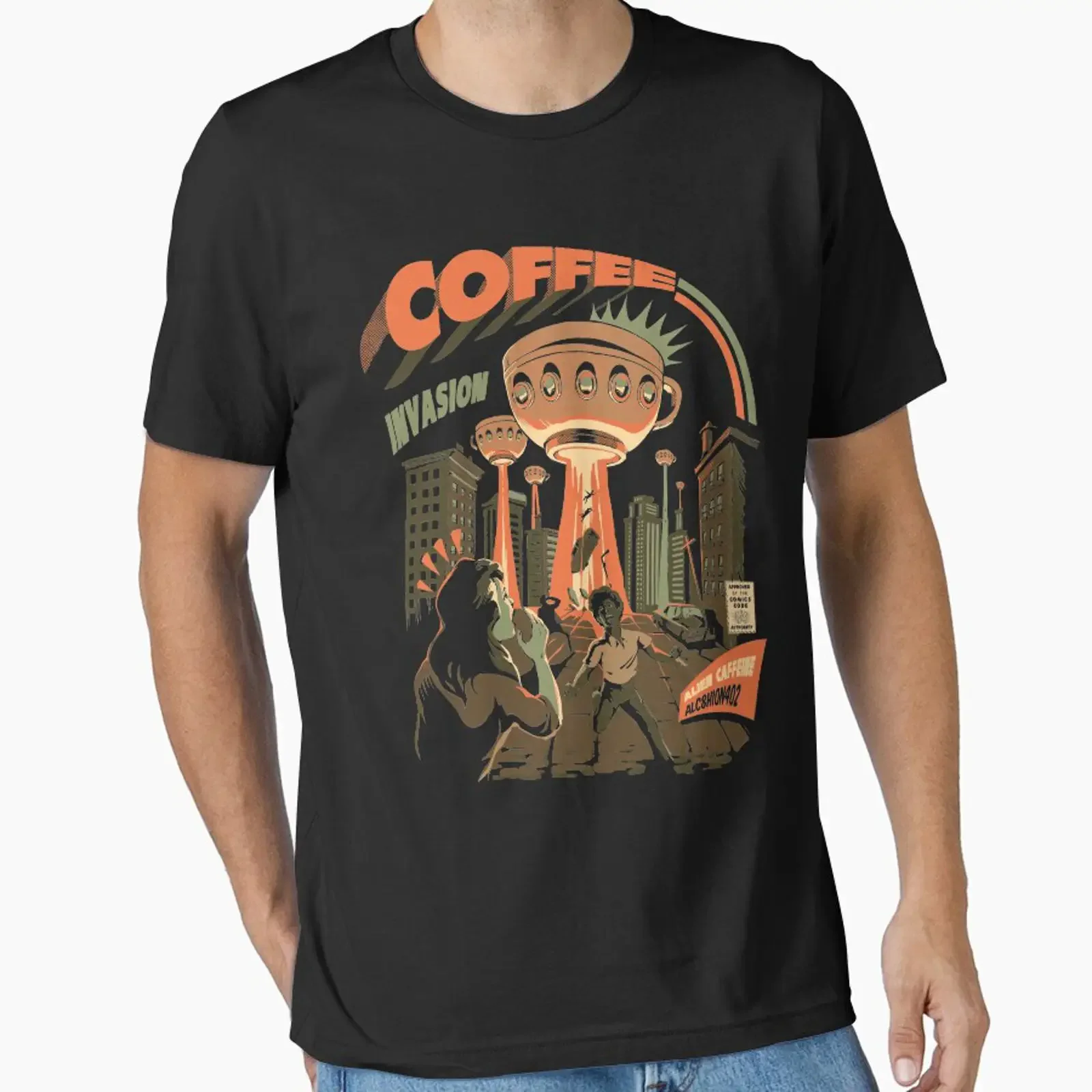 Coffee Invasion Essential T Shirt vintage Washed Comfortable Top For Everyday Wear Casual Versatile Stylish Stretched Slightly