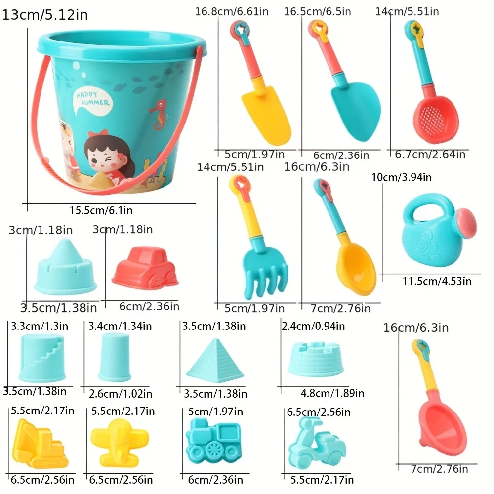 مجموعة ألعاب الشاطئ للأطفال مكونة من 18 قطعة - يجب اقتناؤها للعب في الرمال مع الألوان، بما في ذلك دلو، مجرفة، وبناء قلعة #4