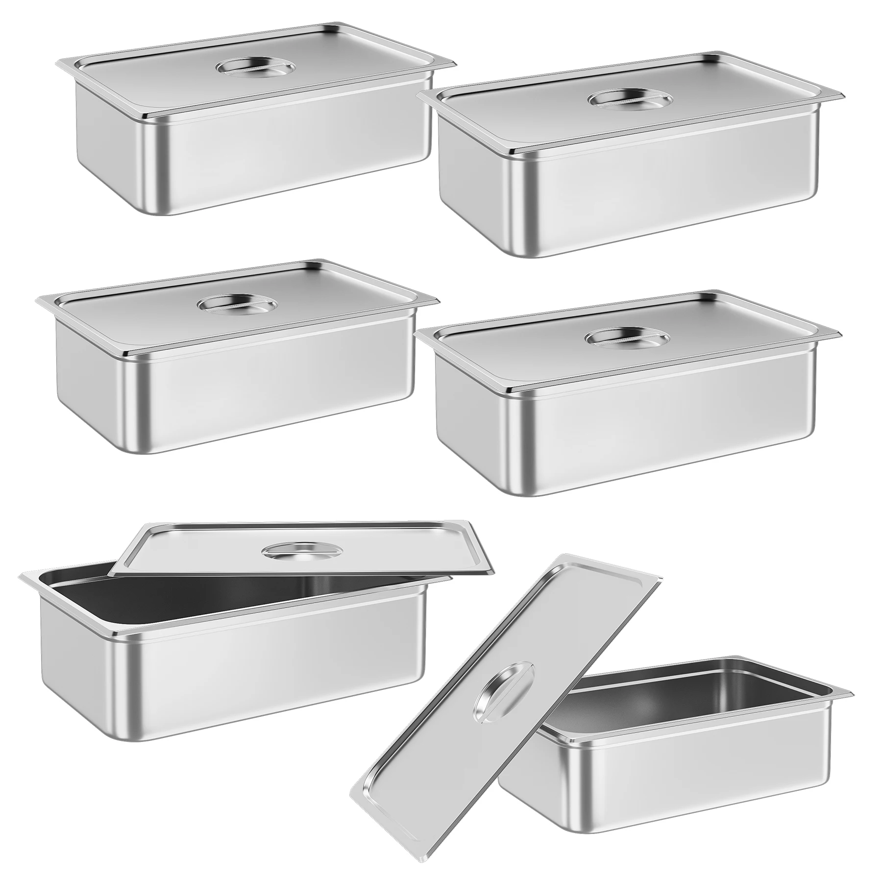 

6 Pack Full Size Hotel Pan, [NSF Certified] Commercial Stainless Steel 2.5 Inch Deep Anti-Jamming Steam Table Pan