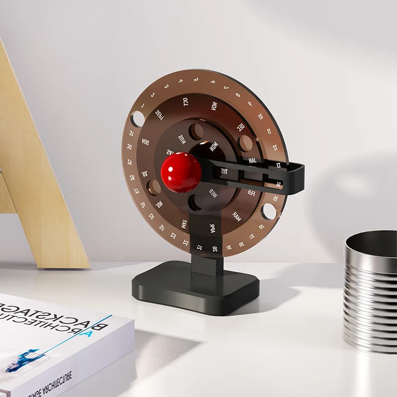 Creative Acrylic Rotating Turntable Calendar Desktop Living Room Office Ornaments Birthday Gift Cute Calendar Ornaments