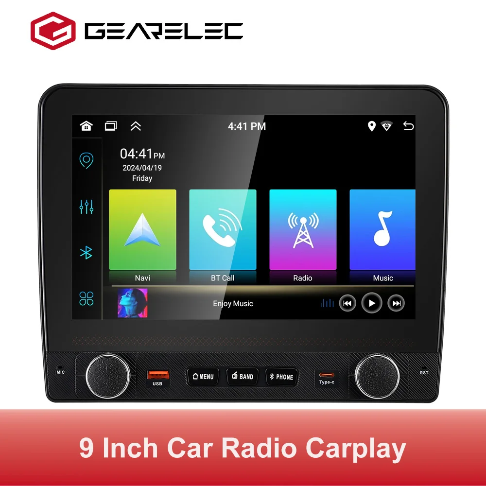 GEARELEC Autoradio 9 pollici Wireless CarPlay Android Auto Bluetooth GPS WiFi USB Ricevitore multimediale Lettore multimediale per auto MP5