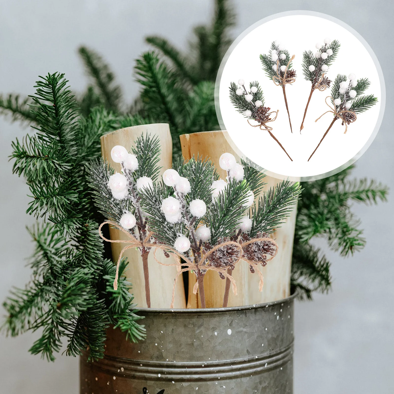 

20Pcs Christmas Simulation Berries Pine Needle Decorative Ornaments for Home Wedding Xmas DIY Decors Simulation Berries