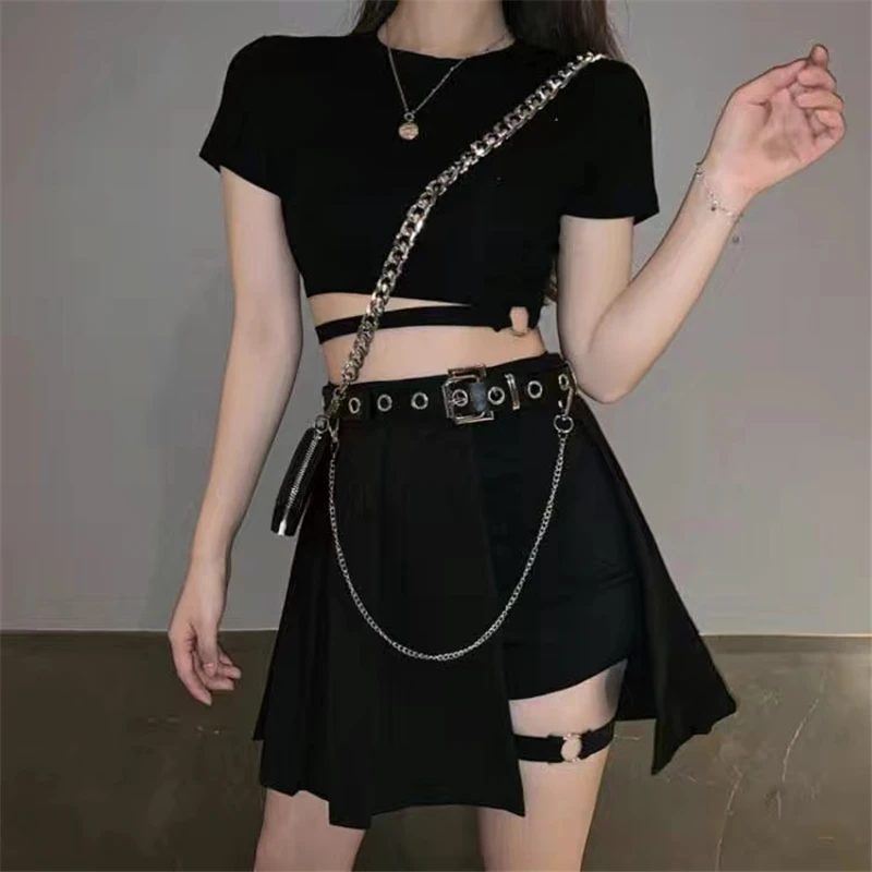 Uniforme JK de manga corta para estudiantes, traje de Jazz de estilo callejero, pantalones cortos de cintura alta, falda con cinturón, Hip Hop, novedad de verano, 2024