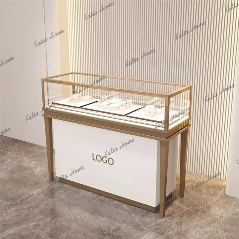 ld Stainless Steel Jewelry Cabinet Transparent Glass Convenience Jewelry Cabinet Antique Living Room Furniture