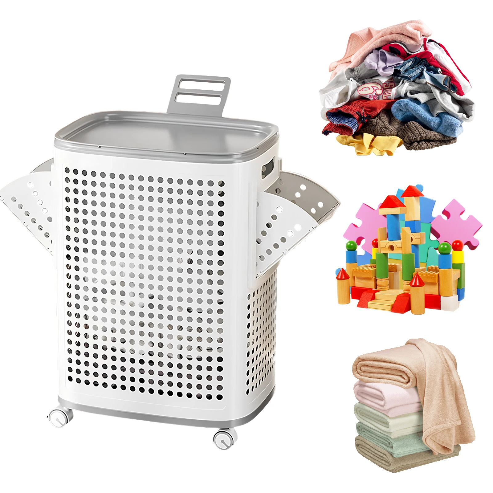 

Корзина для белья с колесиками и отверстиями для вентиляции (большая флагманская модель)