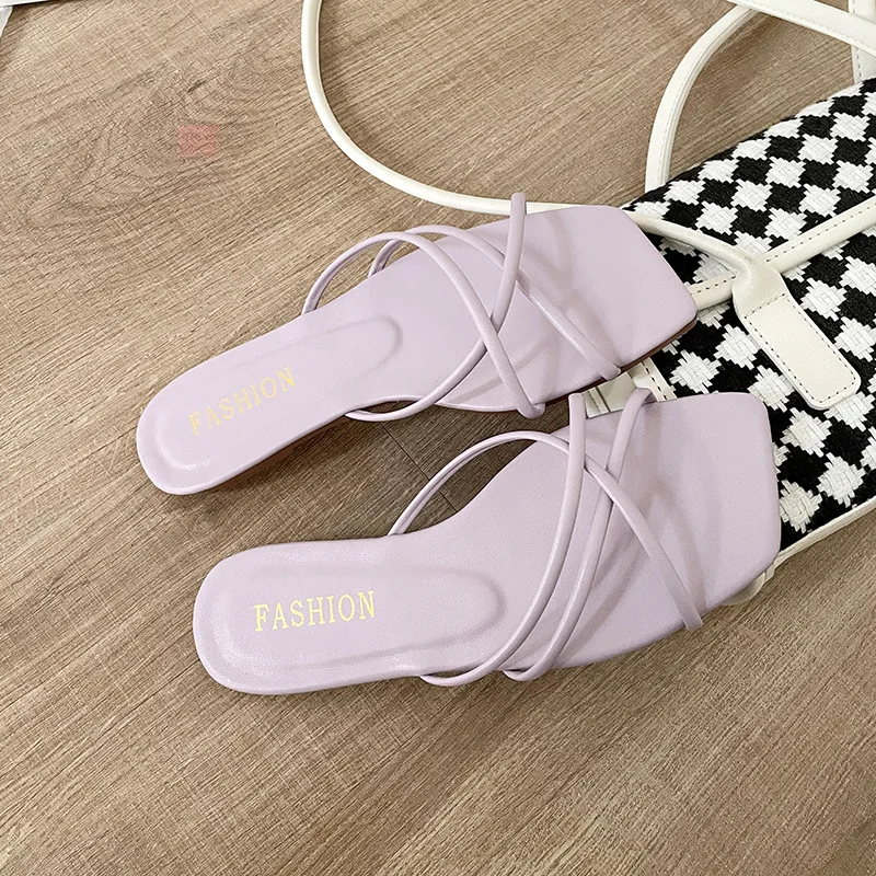 Sell Well Summer New Women's Slippers, Fairy Style, Korean Version, Simple and Fashionable, Thin Straps, Flat Sandals