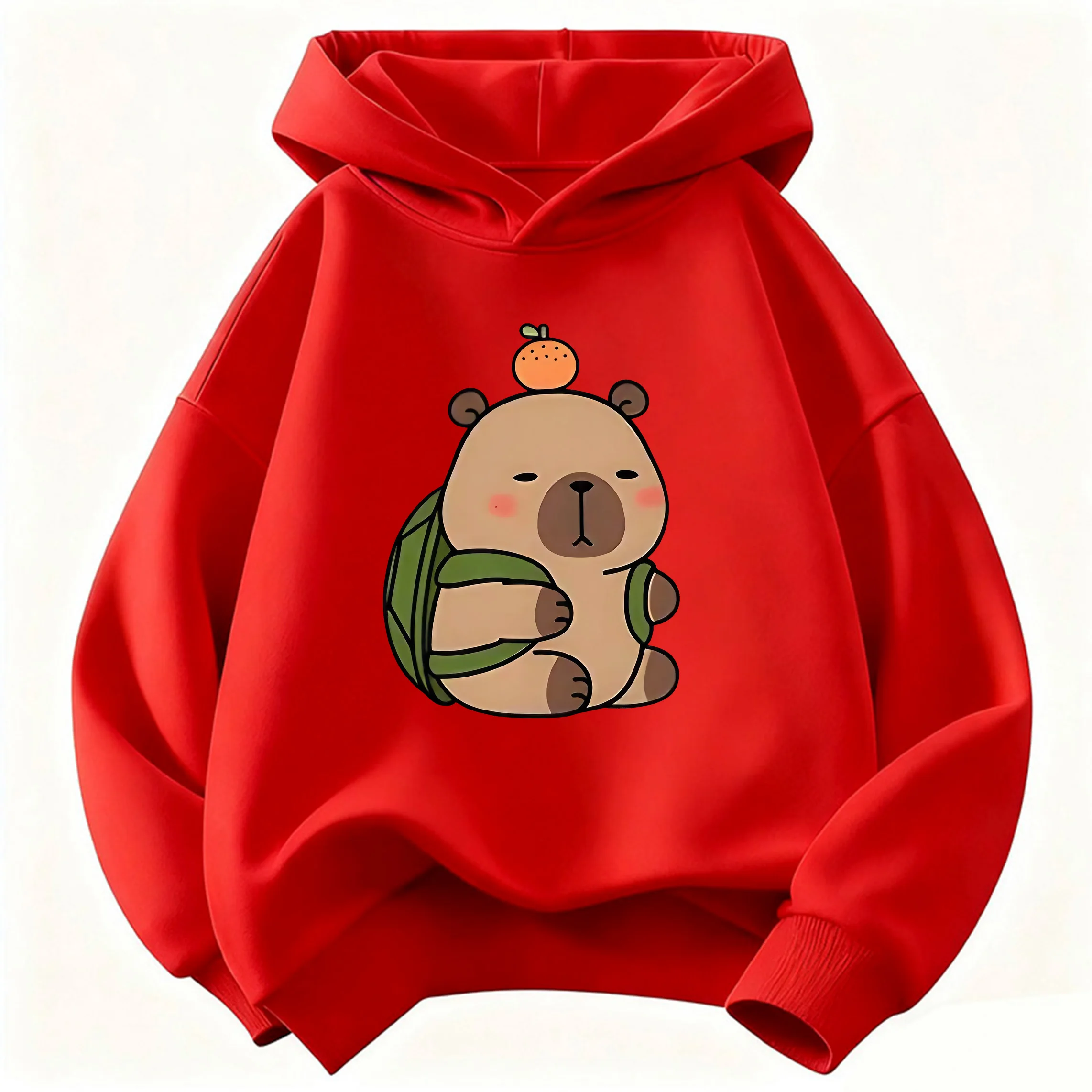 Neuer Kinder-Kapuzenpullover mit Kawaii-Capybara-Motiv, Niedlicher Hoodie für Jungen und Mädchen, Frühlings-Freizeitpullover
